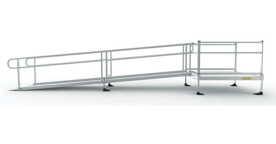3 Storey Ramp PATHWAY 3G 12 ft. Straight Aluminum Wheelchair Ramp Kit with Solid Sur ...