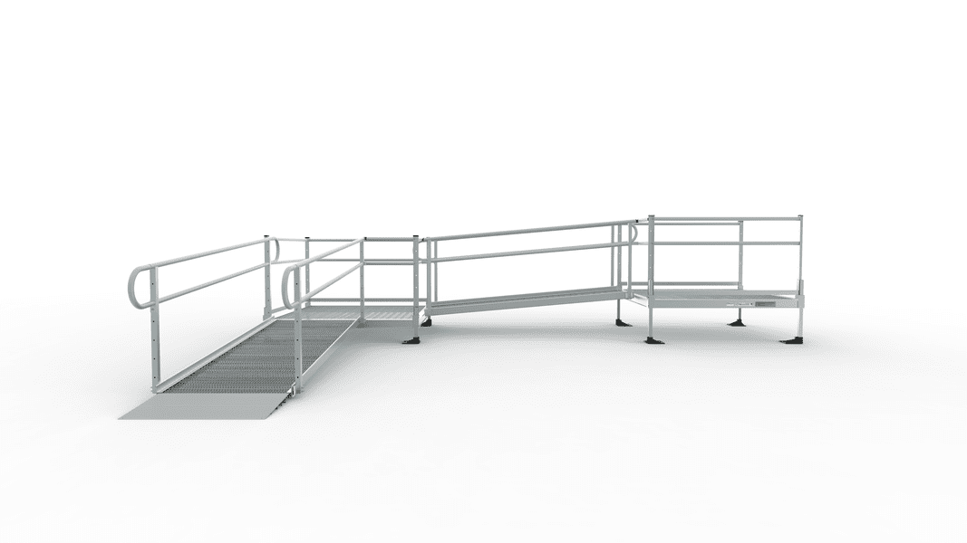 Expanded Metal Ramp PATHWAY 3G 10 ft. L-Shaped Aluminum Wheelchair Ramp Kit with Expanded ...