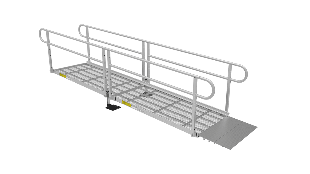 2 Storey Ramp PATHWAY 3G 12 ft. Straight Aluminum Wheelchair Ramp Kit with Expanded ...