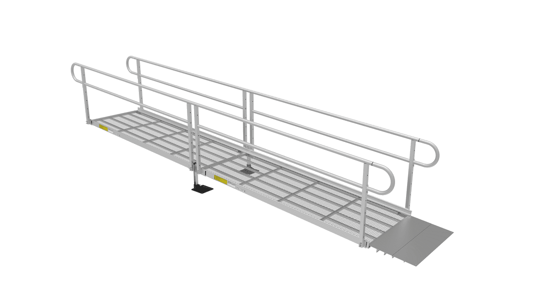 3 Storey Ramp PATHWAY 3G 16 ft. Straight Aluminum Wheelchair Ramp Kit with Expanded ...