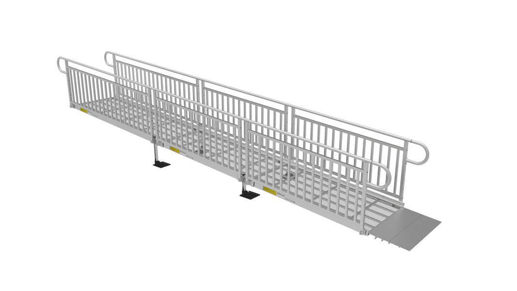 3 Storey Ramp PATHWAY 3G 20 ft. Straight Aluminum Wheelchair Ramp Kit with Expanded ...