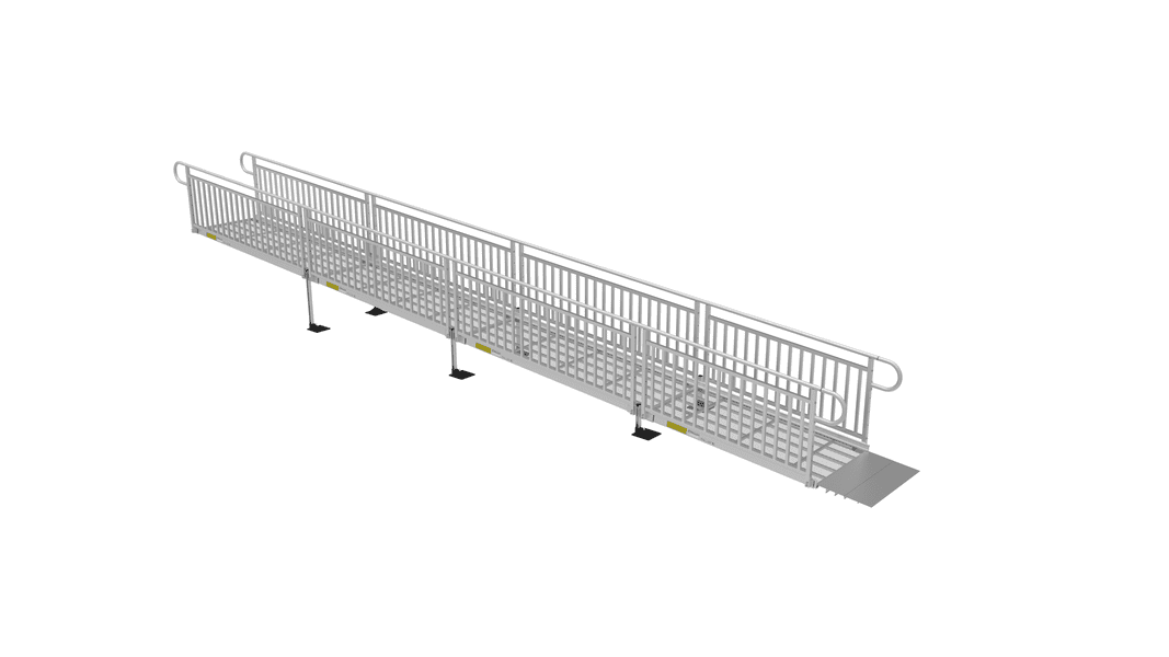 3 Storey Ramp PATHWAY 3G 30 ft. Straight Aluminum Wheelchair Ramp Kit with Expanded ...