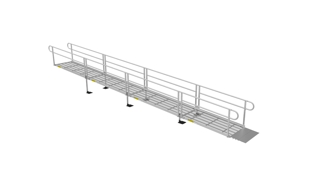 3 Storey Ramp PATHWAY 3G 30 ft. Straight Aluminum Wheelchair Ramp Kit with Expanded ...