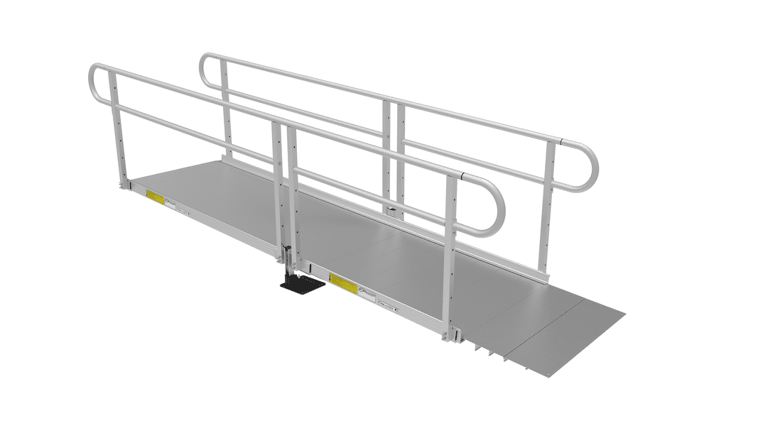 3 Storey Ramp PATHWAY 3G 10 ft. Straight Aluminum Wheelchair Ramp Kit with Solid Sur ...