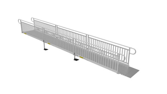 PATHWAY 3G 24 ft. Straight Aluminum Wheelchair Ramp Kit with Solid Surface Tread, Vertical Picket Handrails and No Top Platform by EZ-Access | RampHand