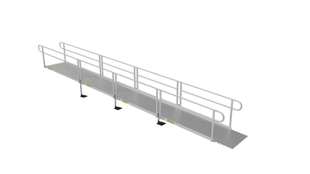 3 Storey Ramp PATHWAY 3G 26 ft. Straight Aluminum Wheelchair Ramp Kit with Solid Sur ...