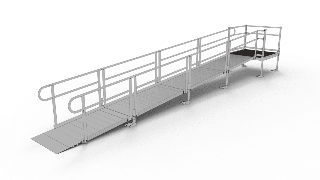 Work Platorm Ramp PATHWAY 3G 22 ft. Straight Aluminum Wheelchair Ramp Kit with Solid Sur ...