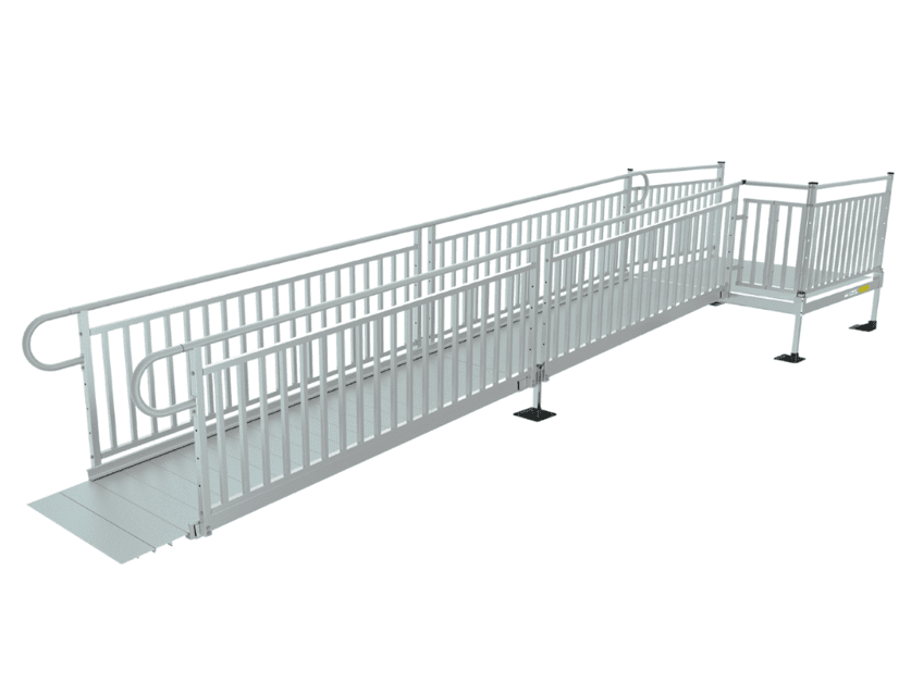 3 Storey Ramp PATHWAY 3G 12 ft. Straight Aluminum Wheelchair Ramp Kit with Solid Sur ...